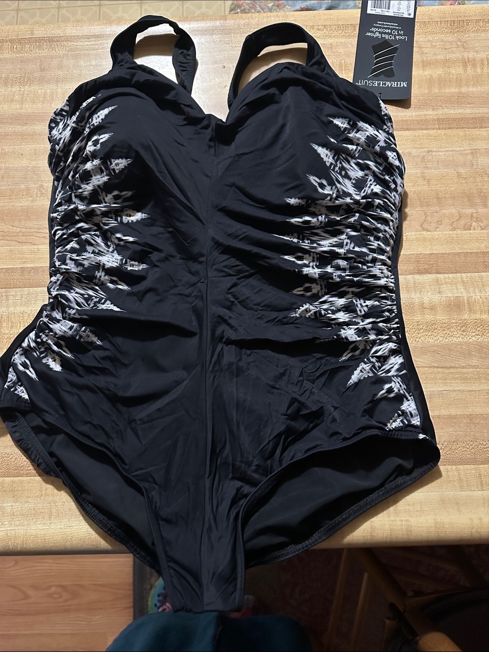 Miraclesuit Black One-Piece Swimsuit with White Side Print